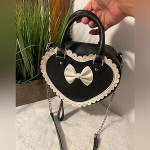 Elegant Black and White Heart Mini Bag